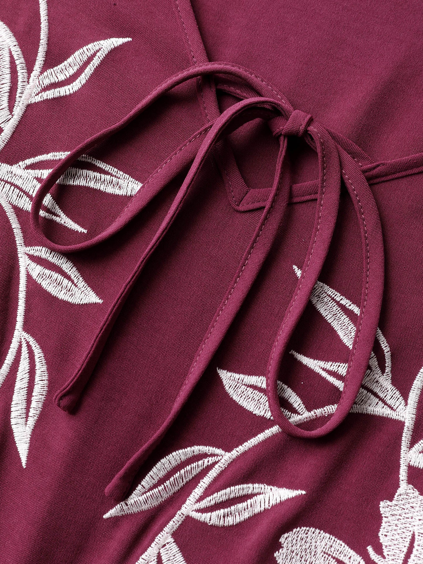 Floral Embroidery Pockets Layered Midi Dress