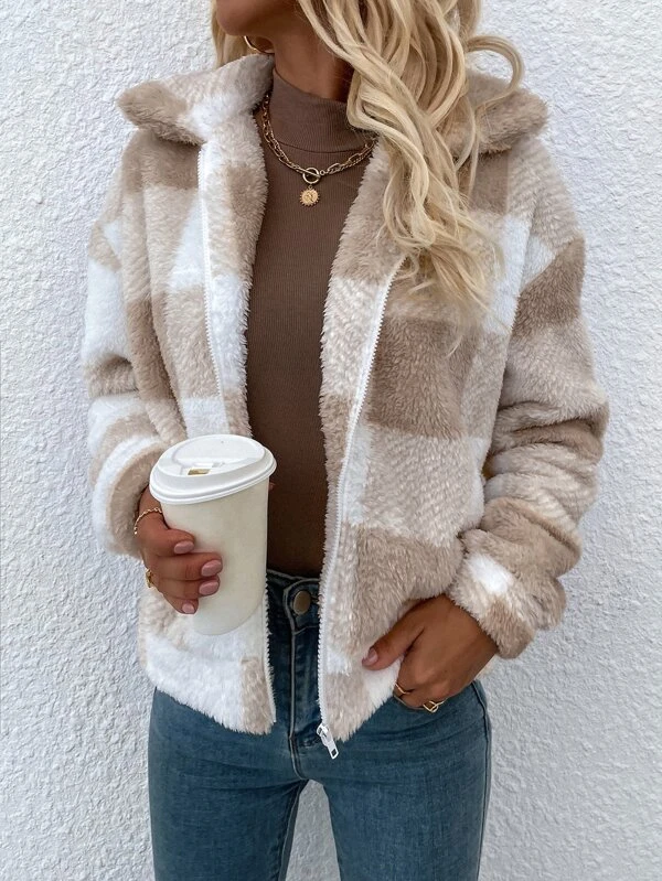 Gingham Zip Cotton Jacket