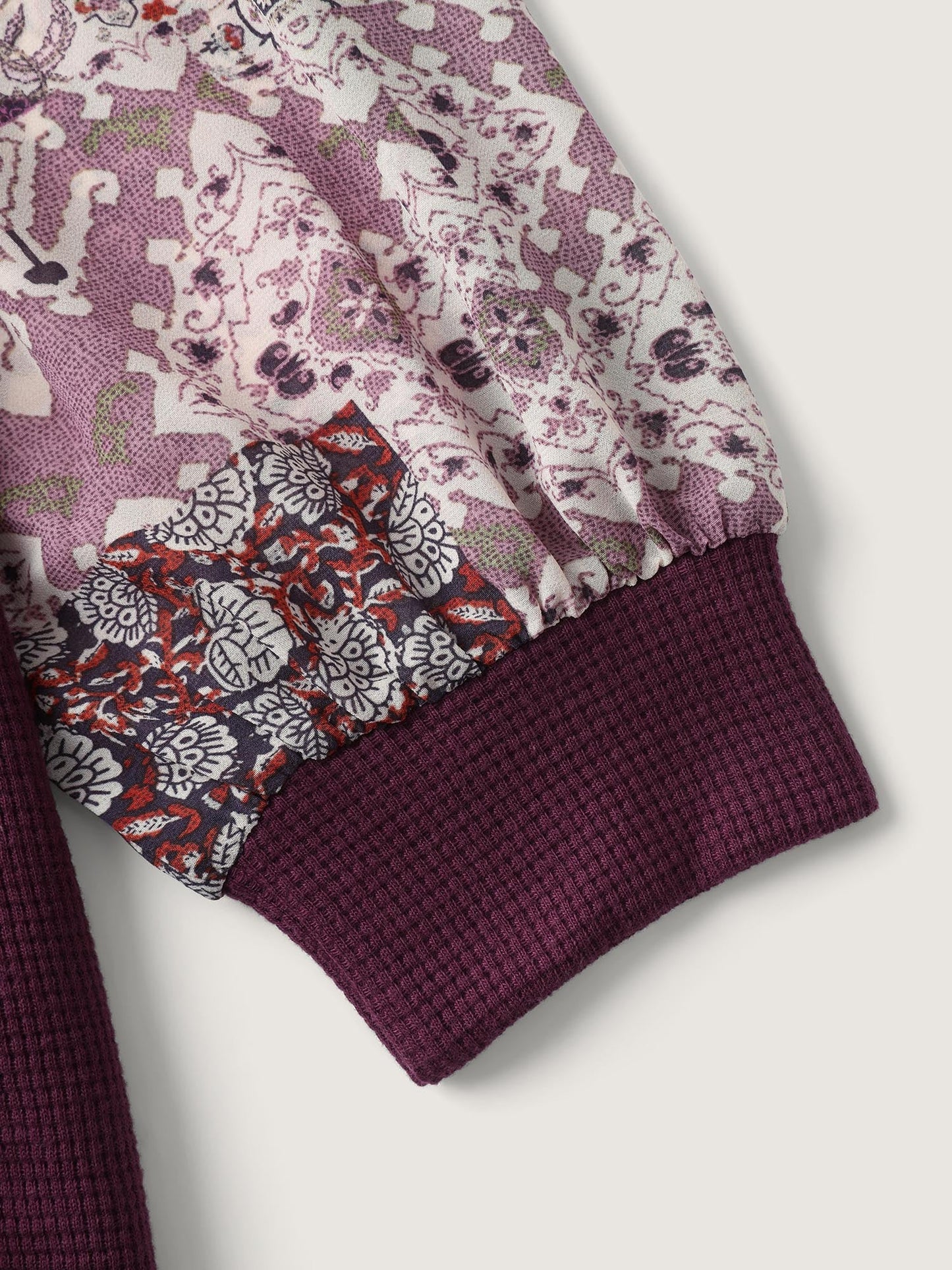 Paisley Print Textured Wrap Like Sweatshirt