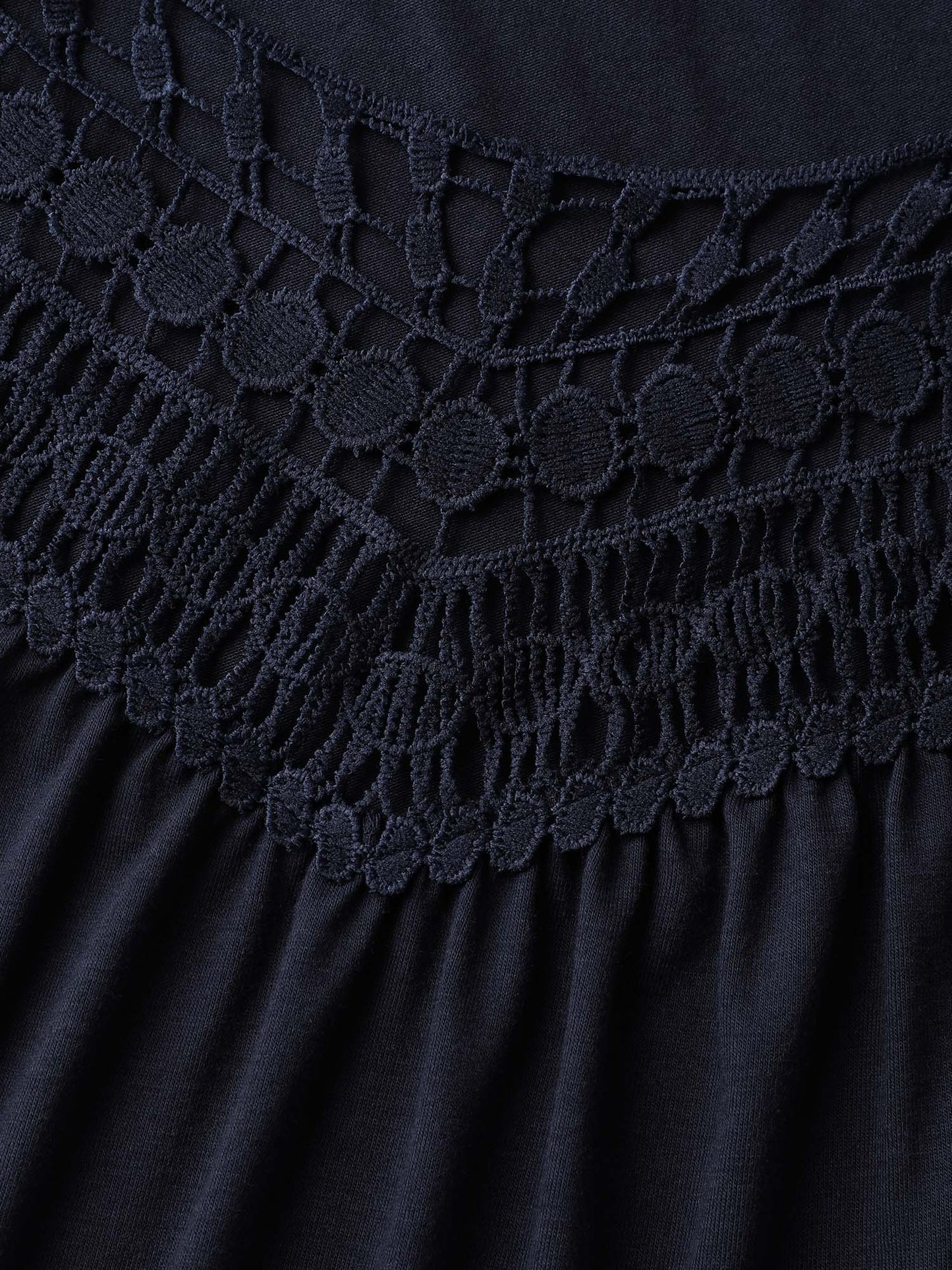 Neckline Sheer Lace Neck T-Shirt