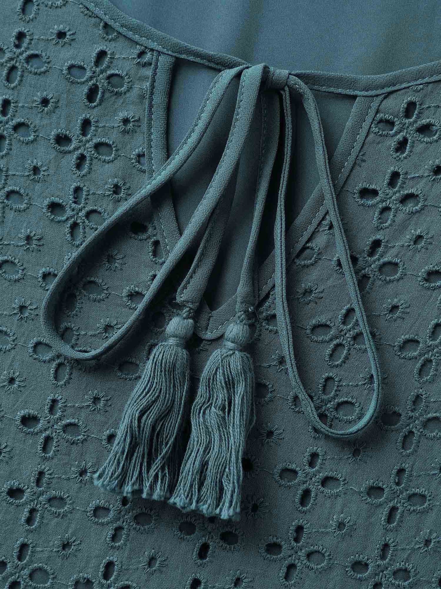 Texture Tiered Tassel Solid Midi Dress