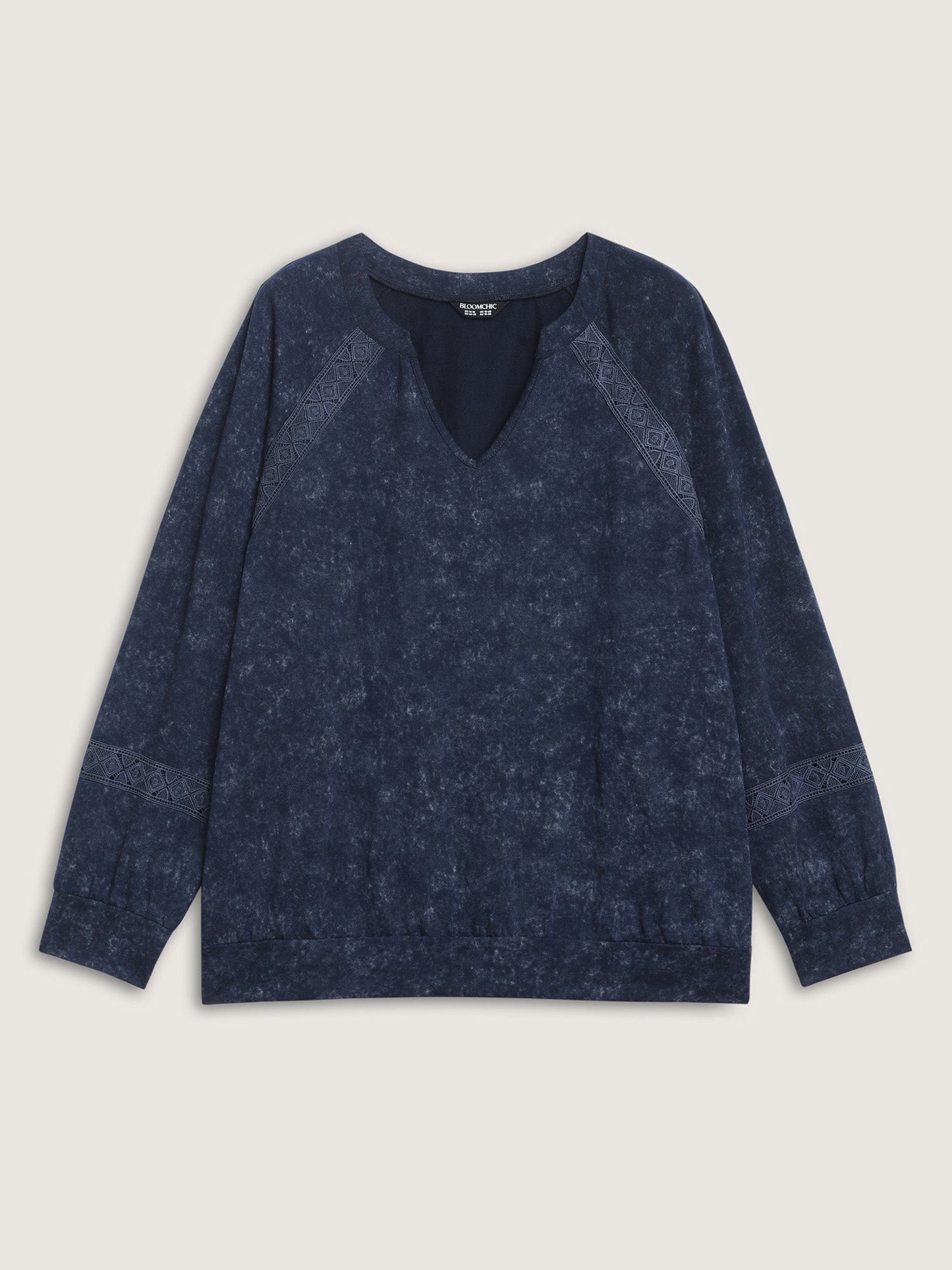 Snow Wash Effect Lace Trim Sweatshirt