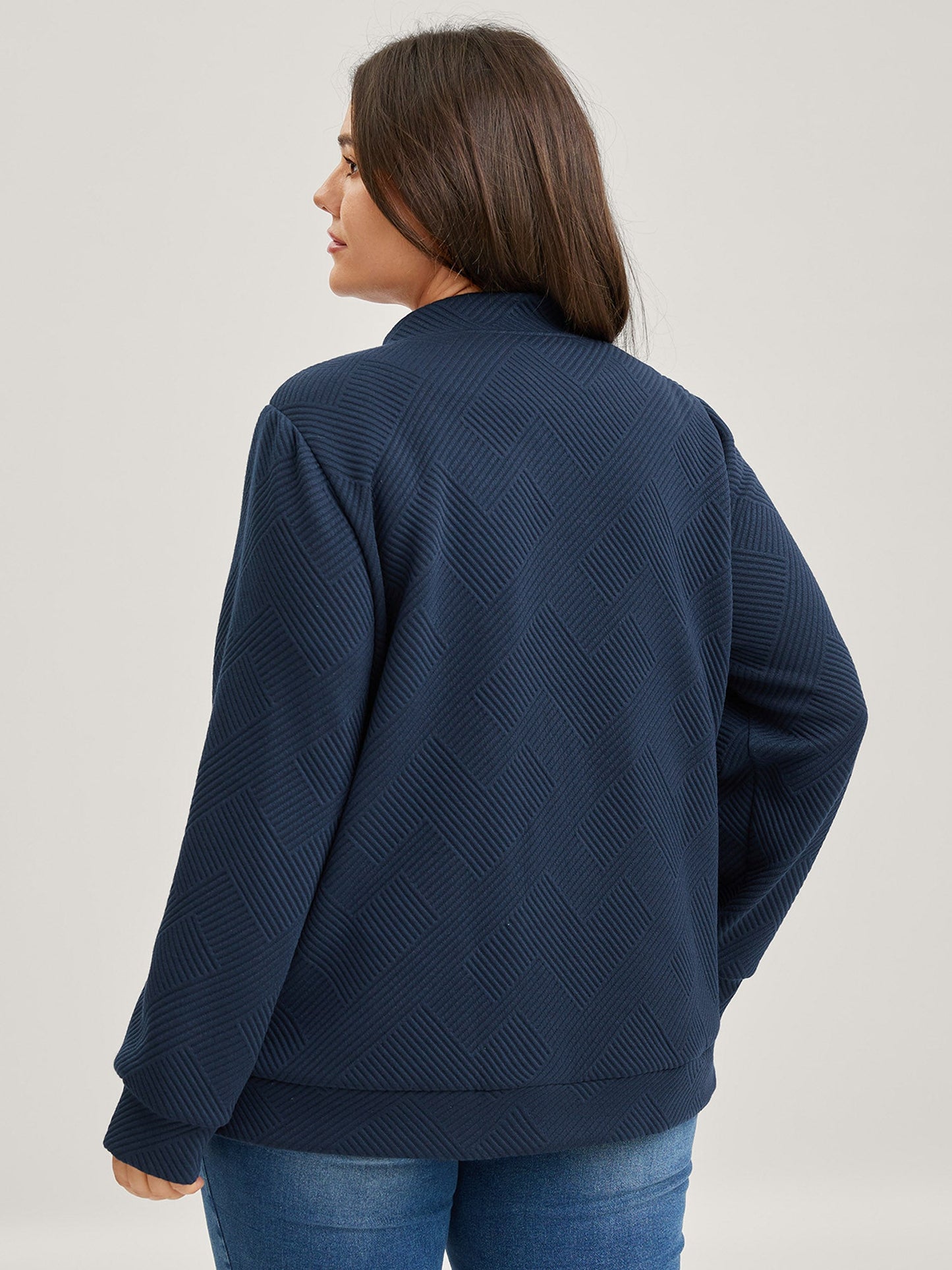 Textured Solid Pockets Zipper Jacket