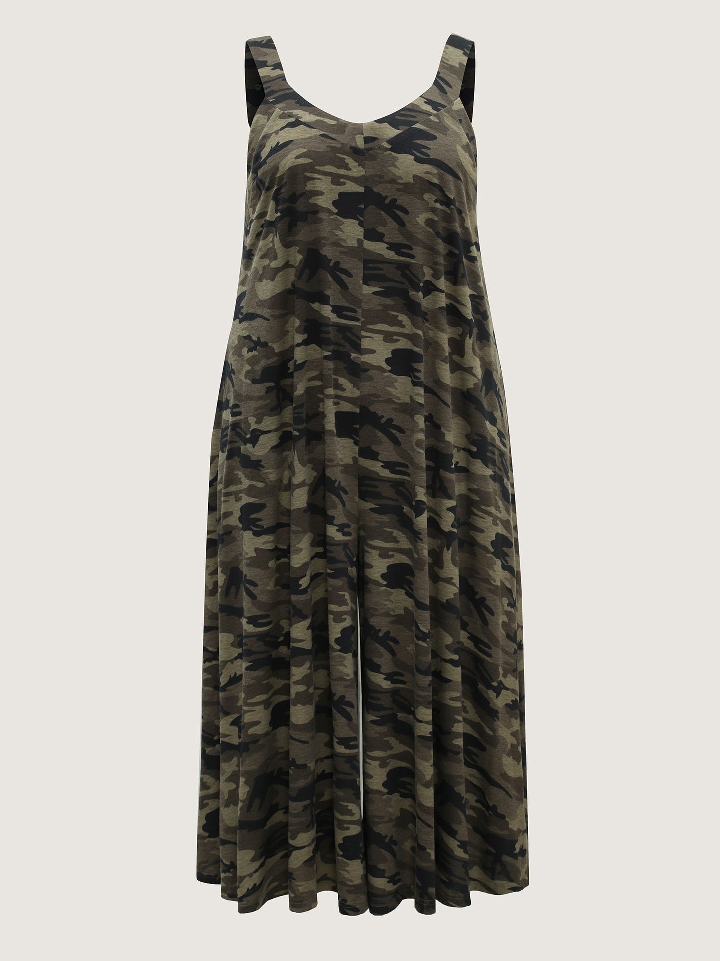 Camouflage Print Stretchy Wide Leg Jumpsuit