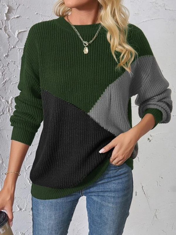 Color Block Drop Shoulder Sweater