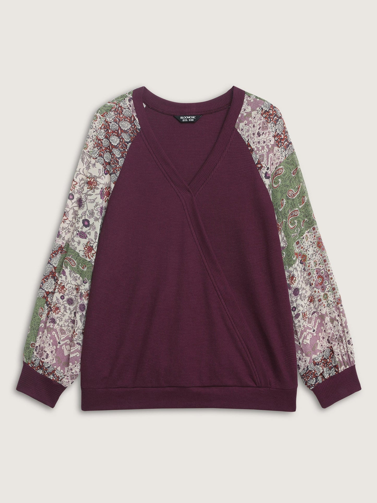 Paisley Print Textured Wrap Like Sweatshirt