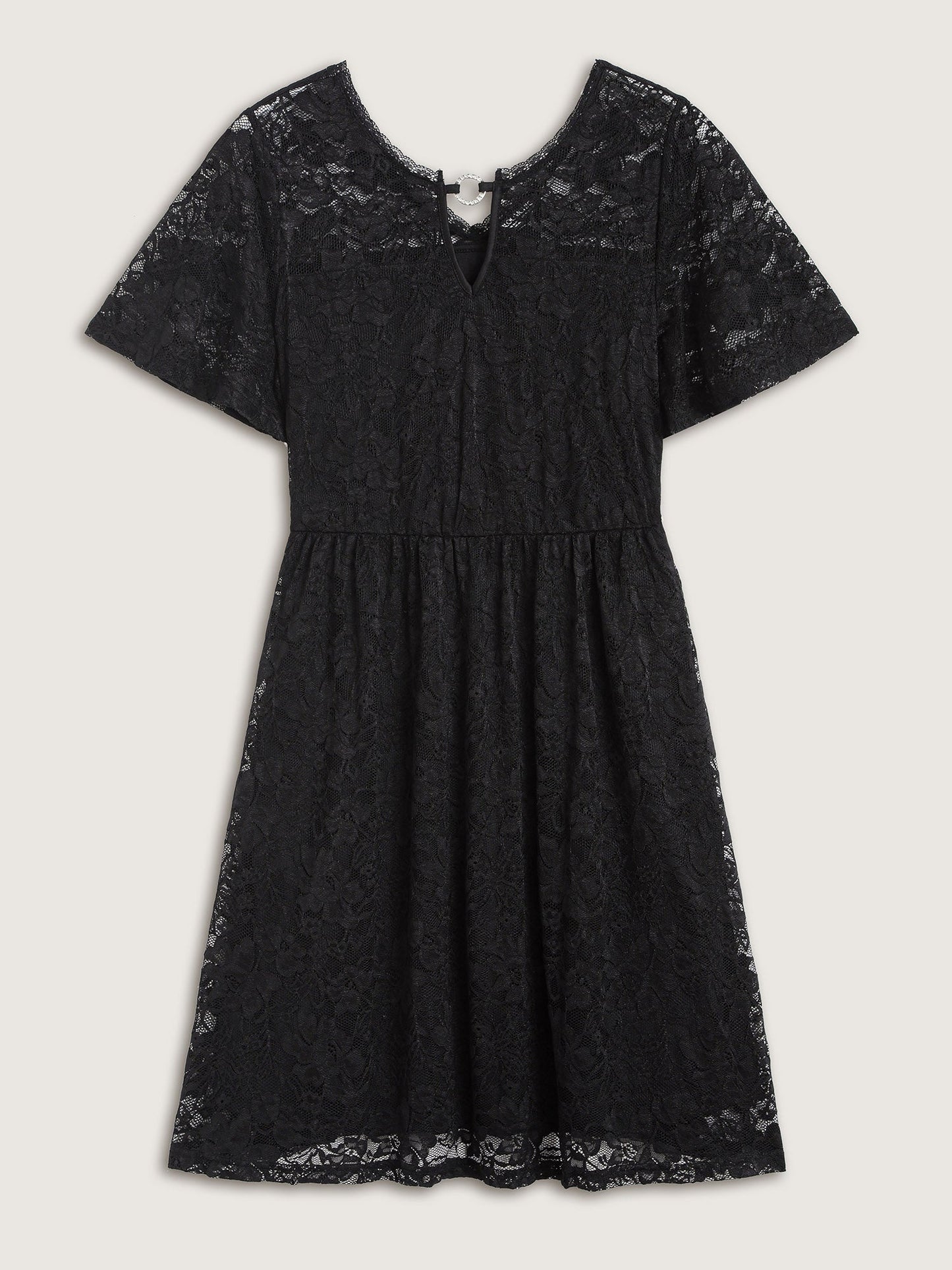 Floral Lace Metal Detail Midi Dress
