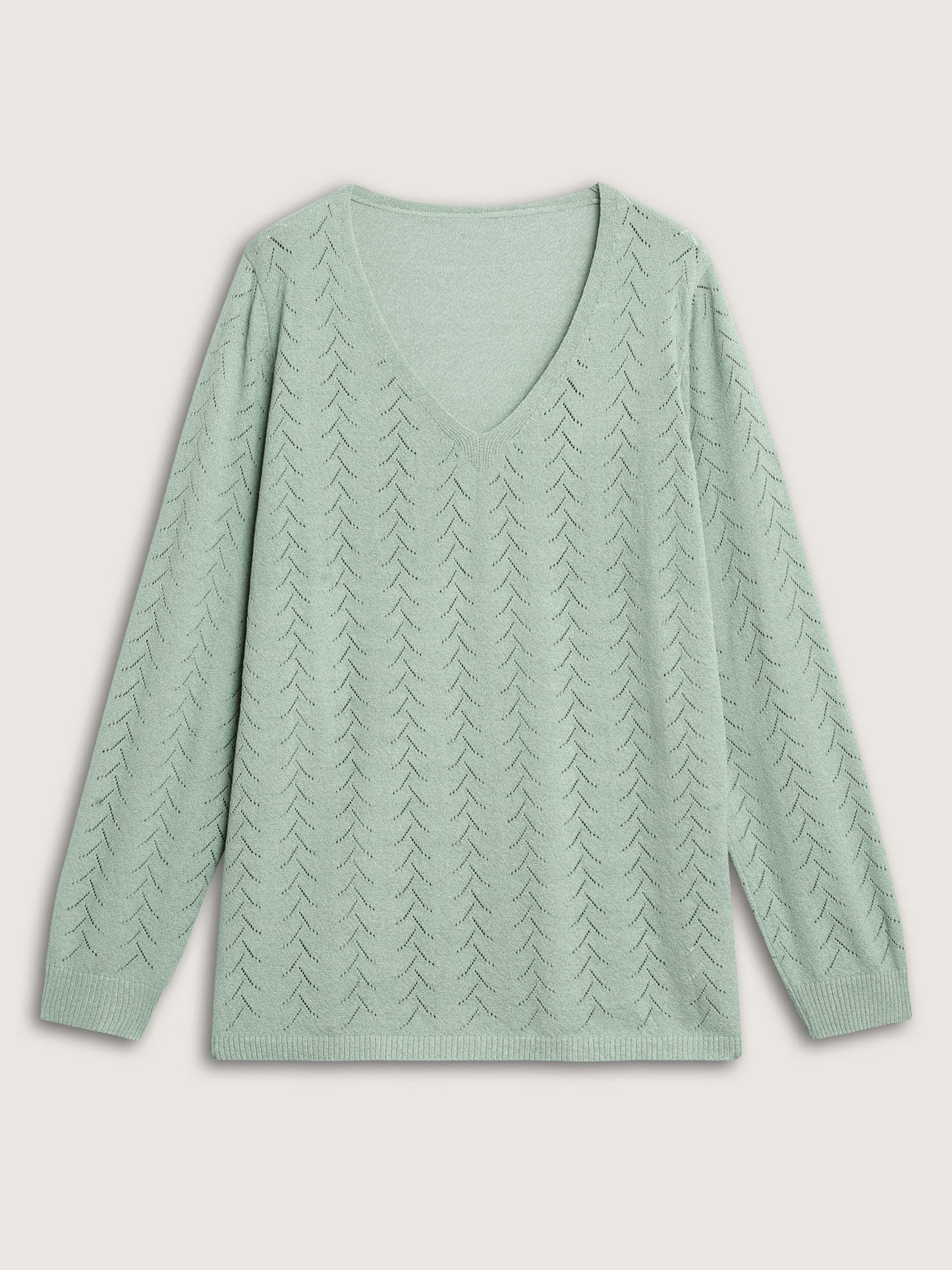 Texture V Neck Lightweight Pullover
