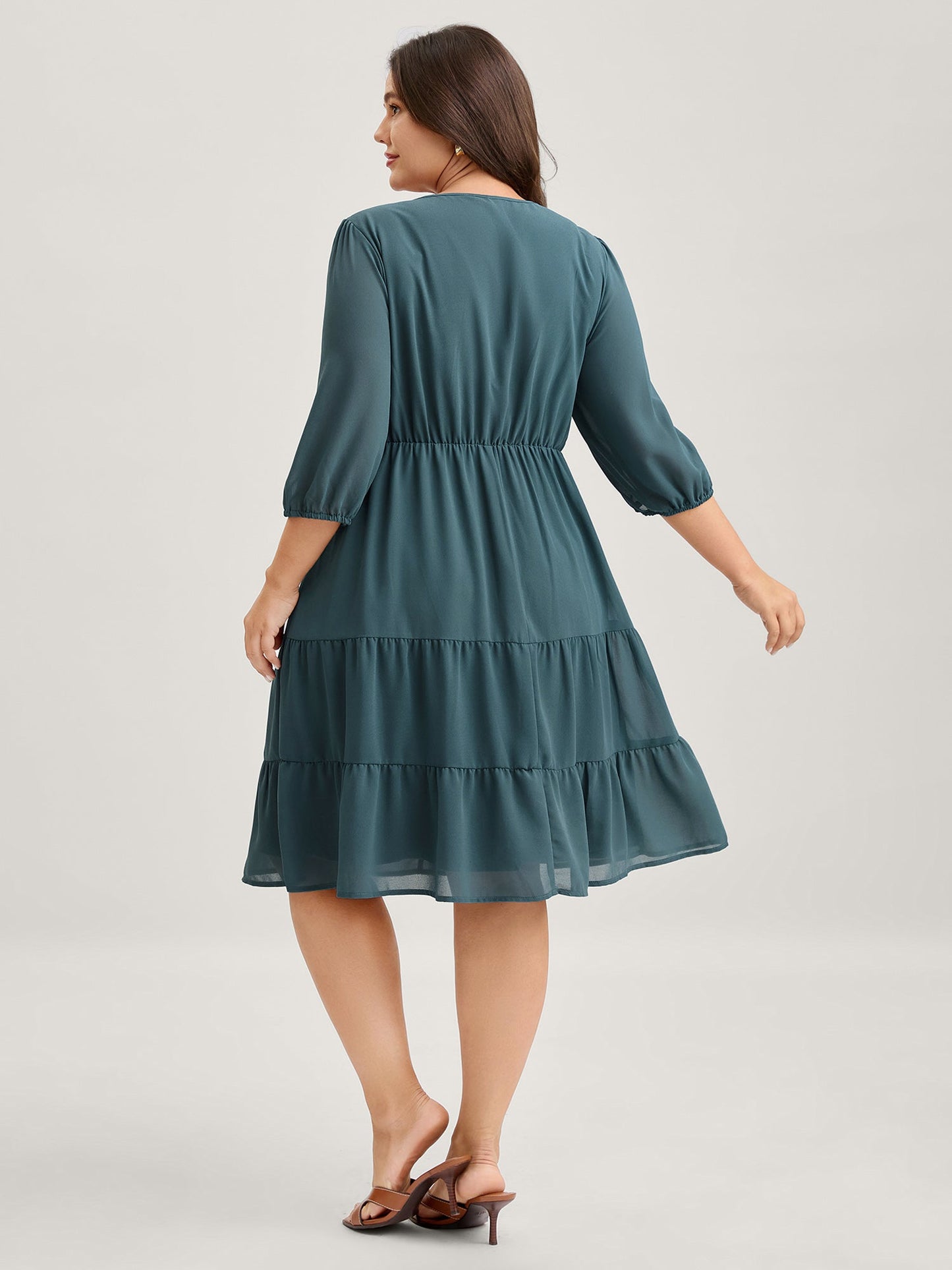 Texture Tiered Tassel Solid Midi Dress