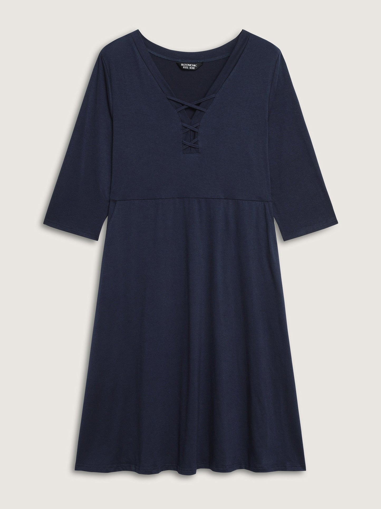 Supersoft Neck Tie-Up Pockets Midi Dress