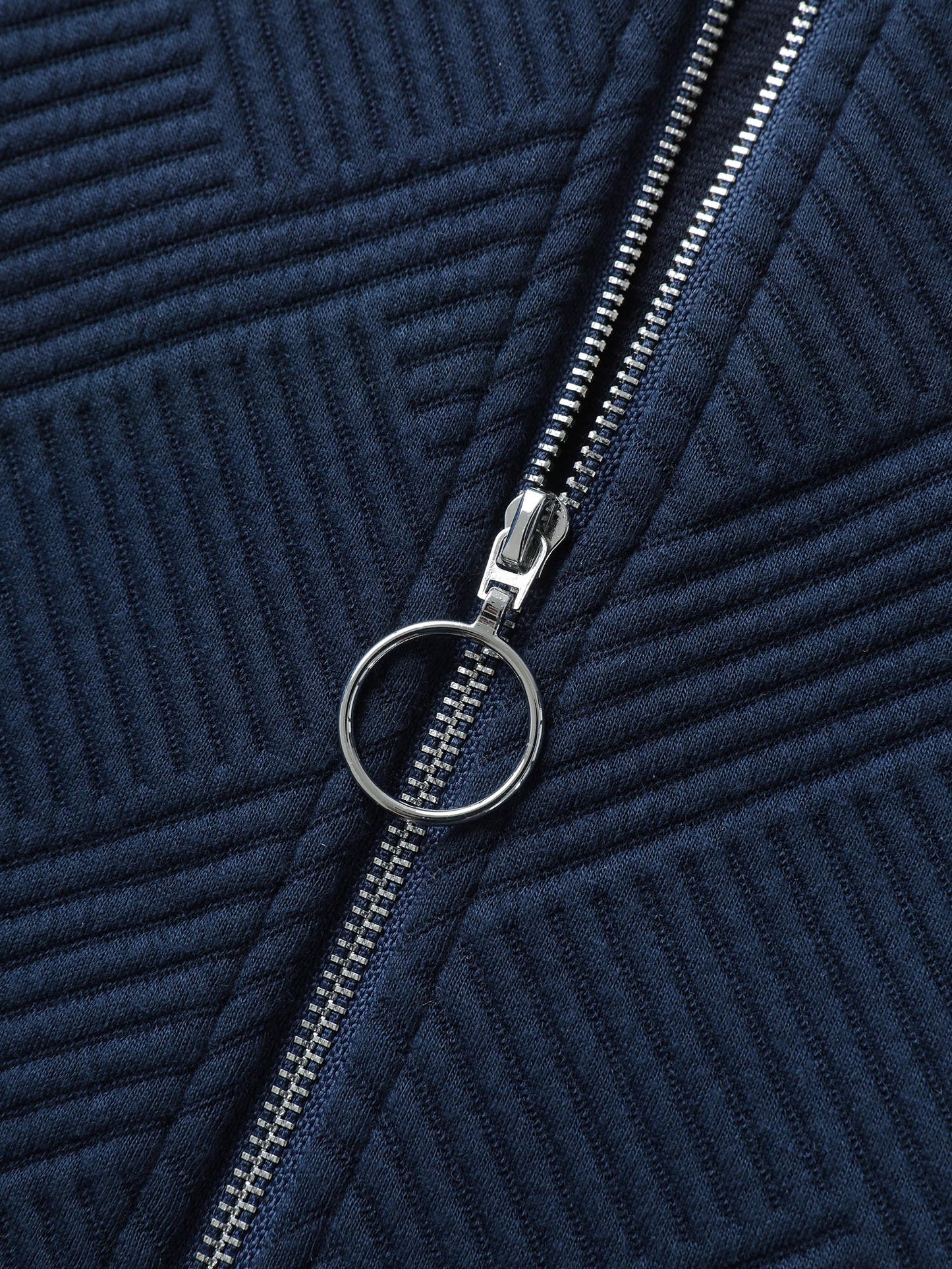 Textured Solid Pockets Zipper Jacket