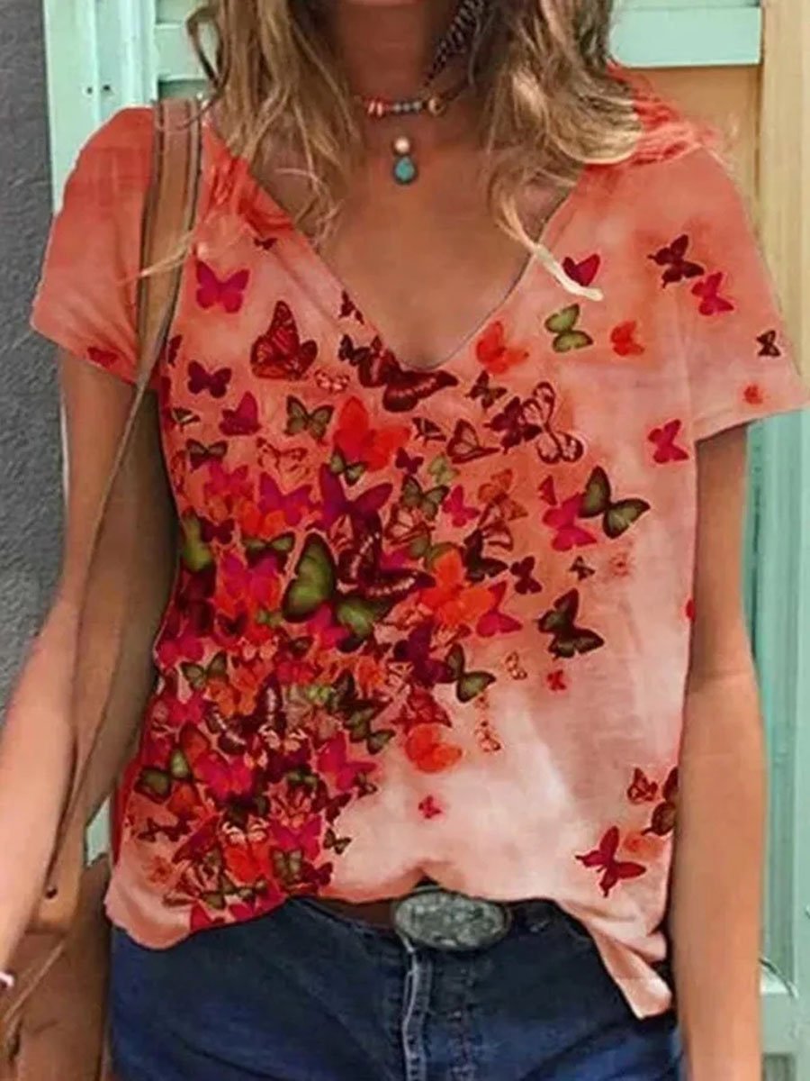 Butterfly Print Tops