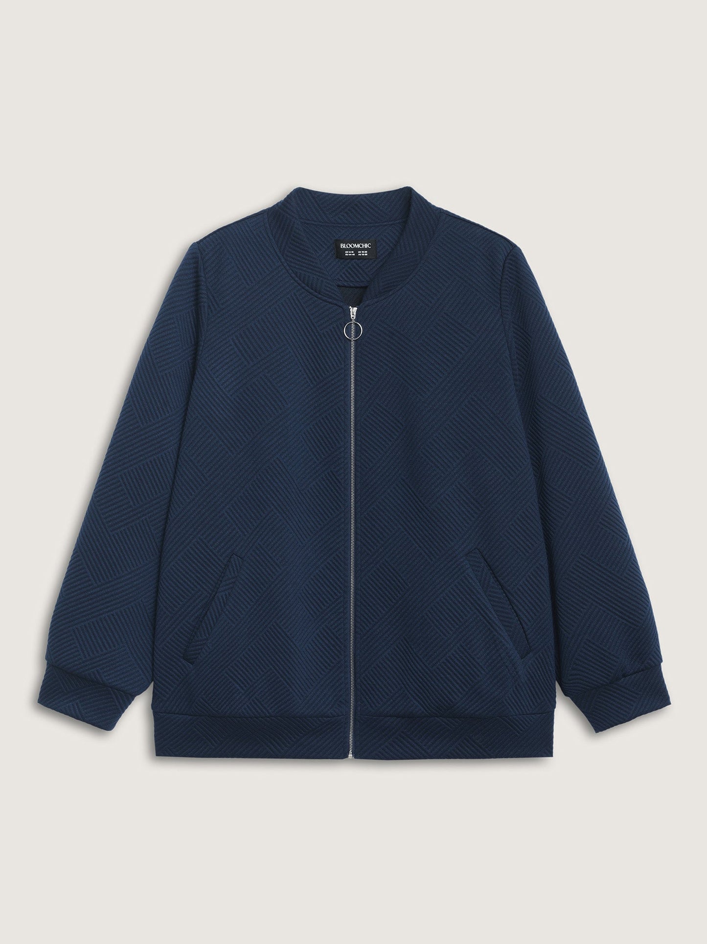 Textured Solid Pockets Zipper Jacket