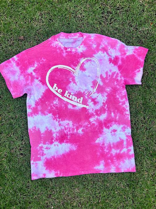 Be Kind Pink Splash Heart Tie-Dye Tee
