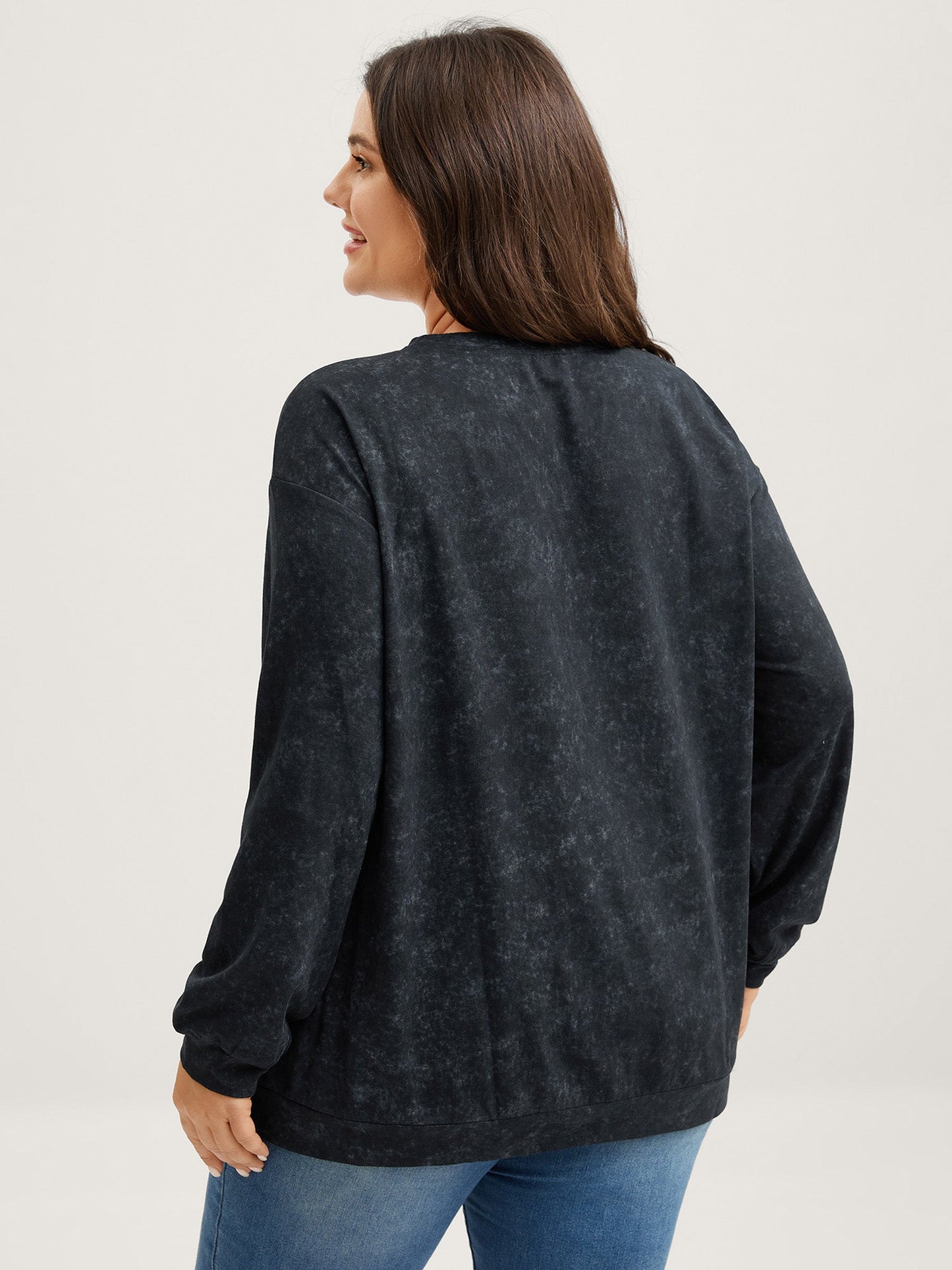 Celestial Print Vintage Solid Sweatshirt