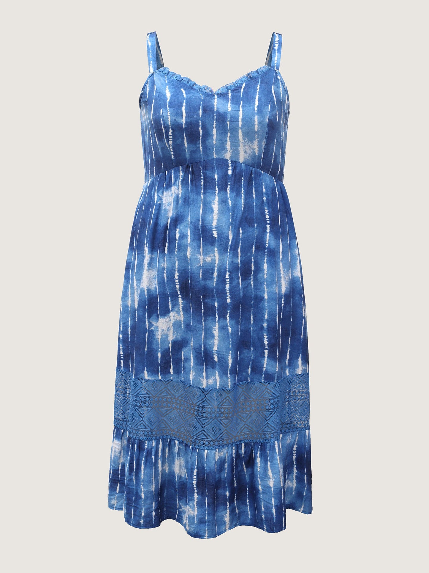 Tie-Dye Lace Trim Cami Midi Dress