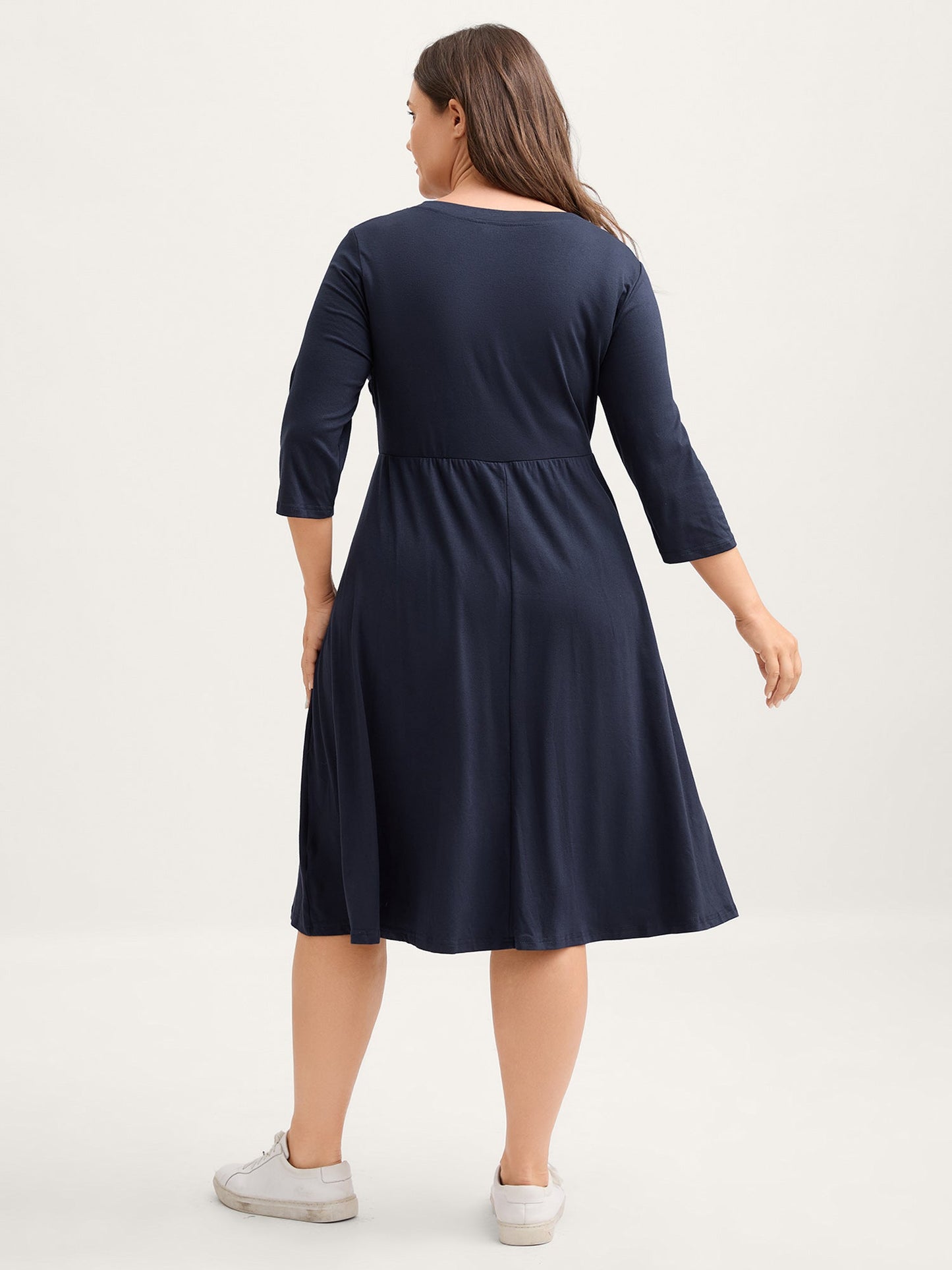 Supersoft Neck Tie-Up Pockets Midi Dress