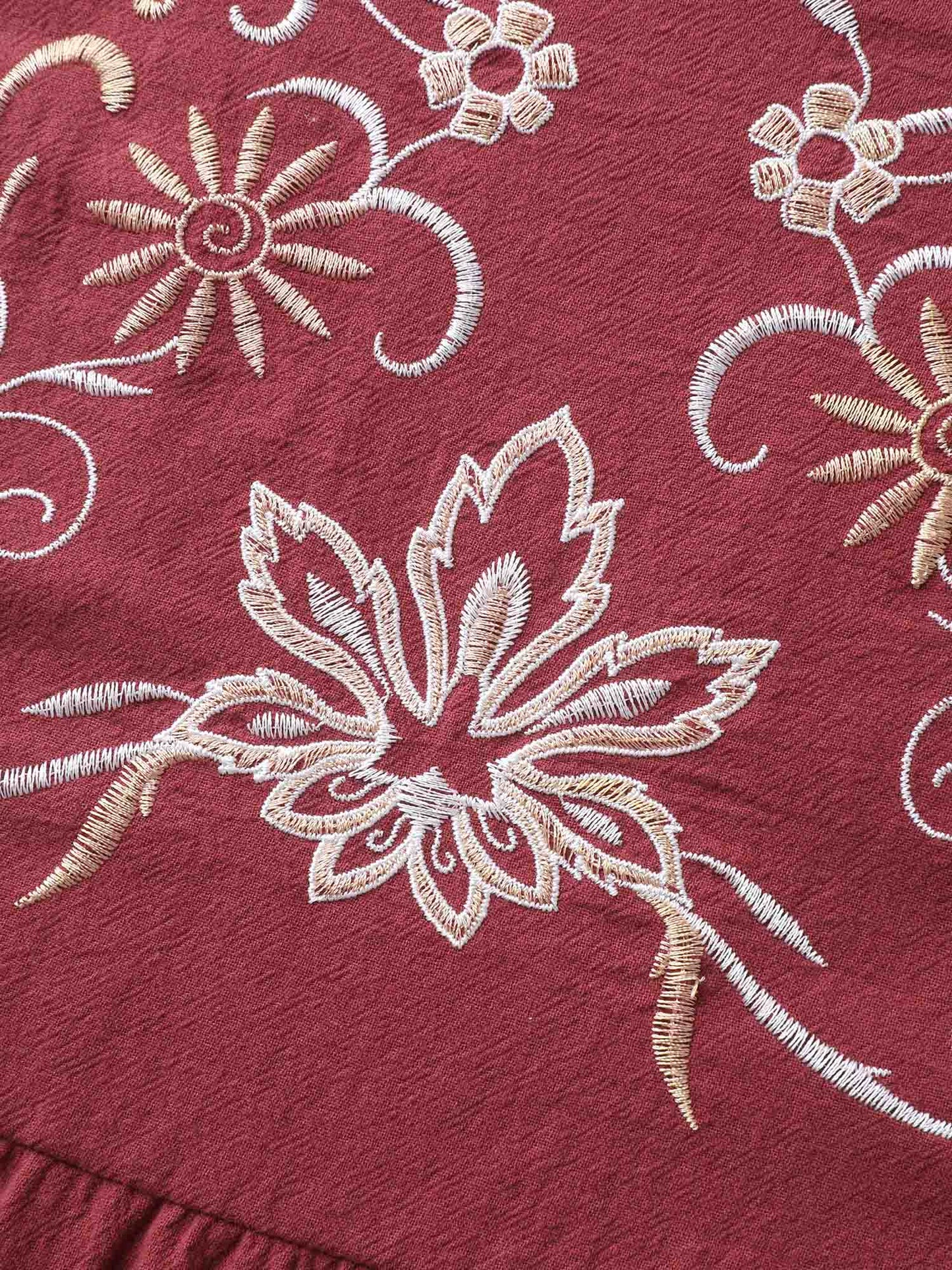Pure Cotton Floral Embroidered Midi Dress