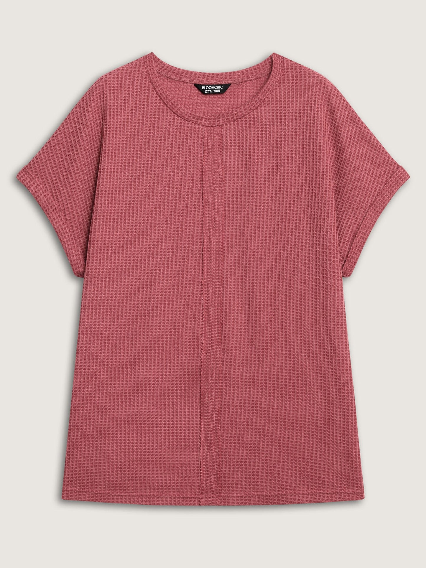 Waffle Seamed Front Solid T-Shirt