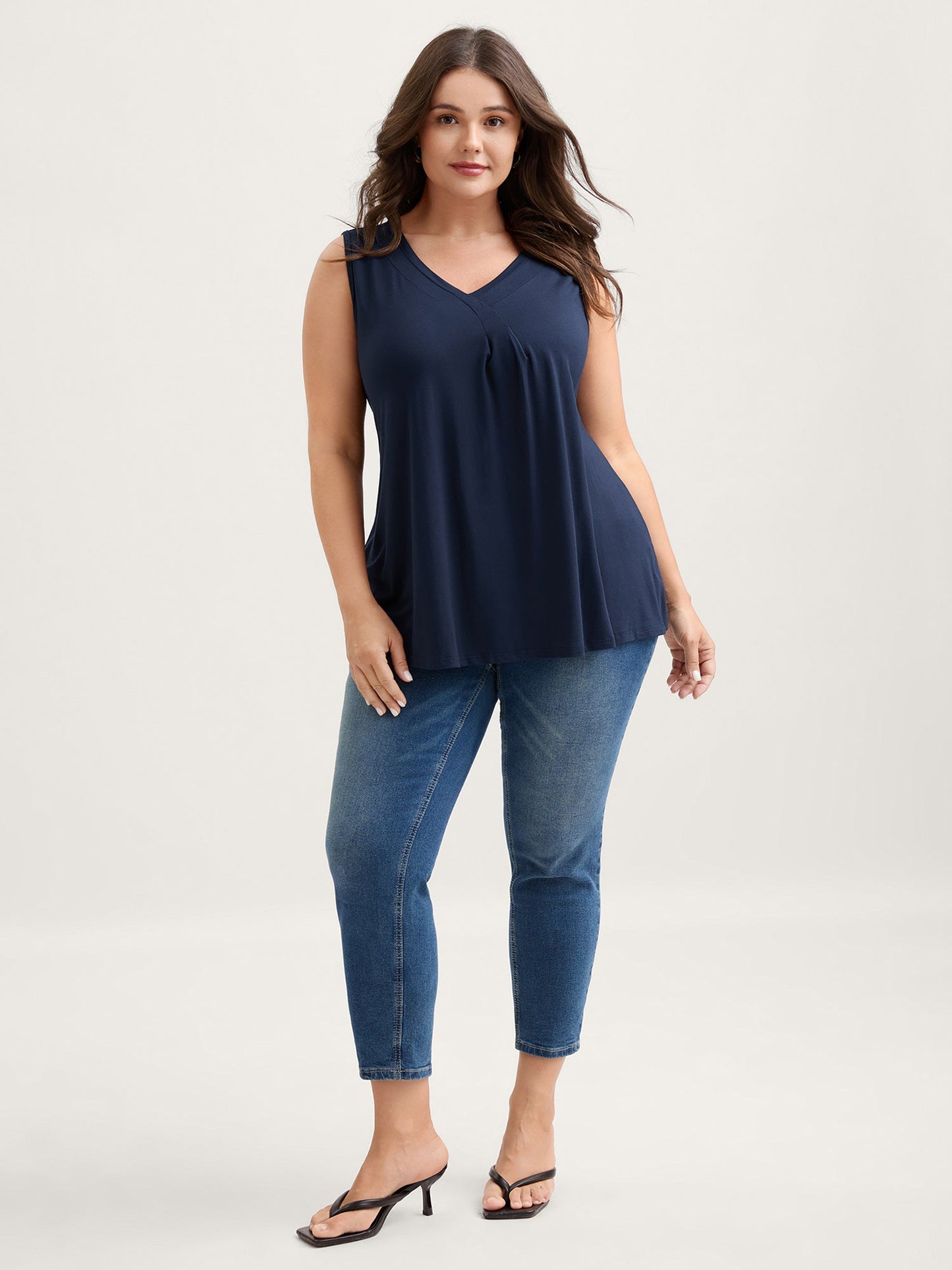 Supersoft Pleated V-Neck Tank Top