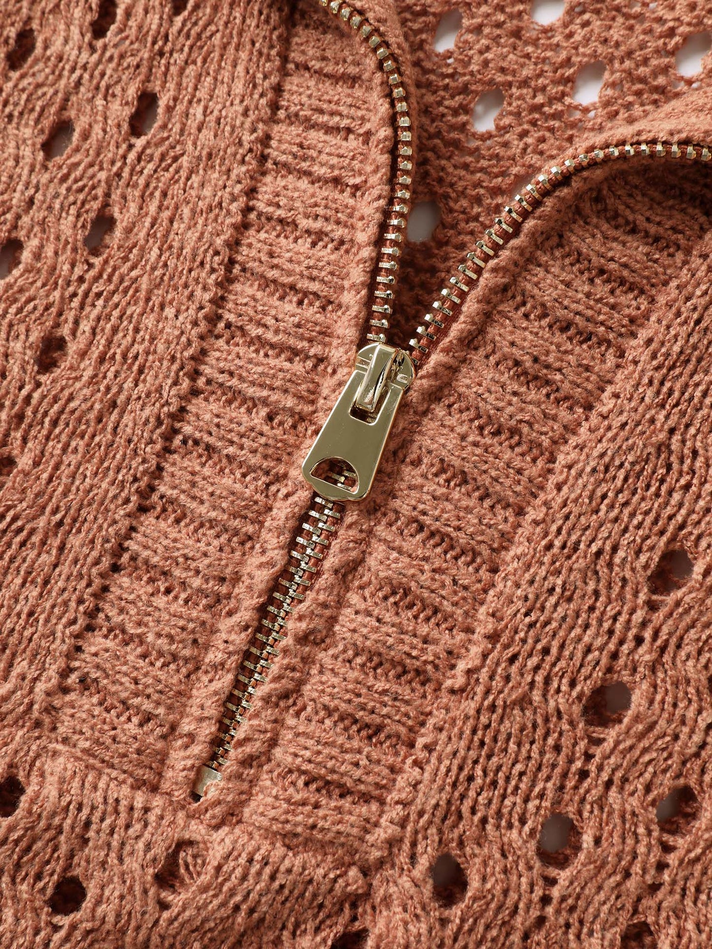 Half-Zipper Sheer Textured Sleeveless Pullover