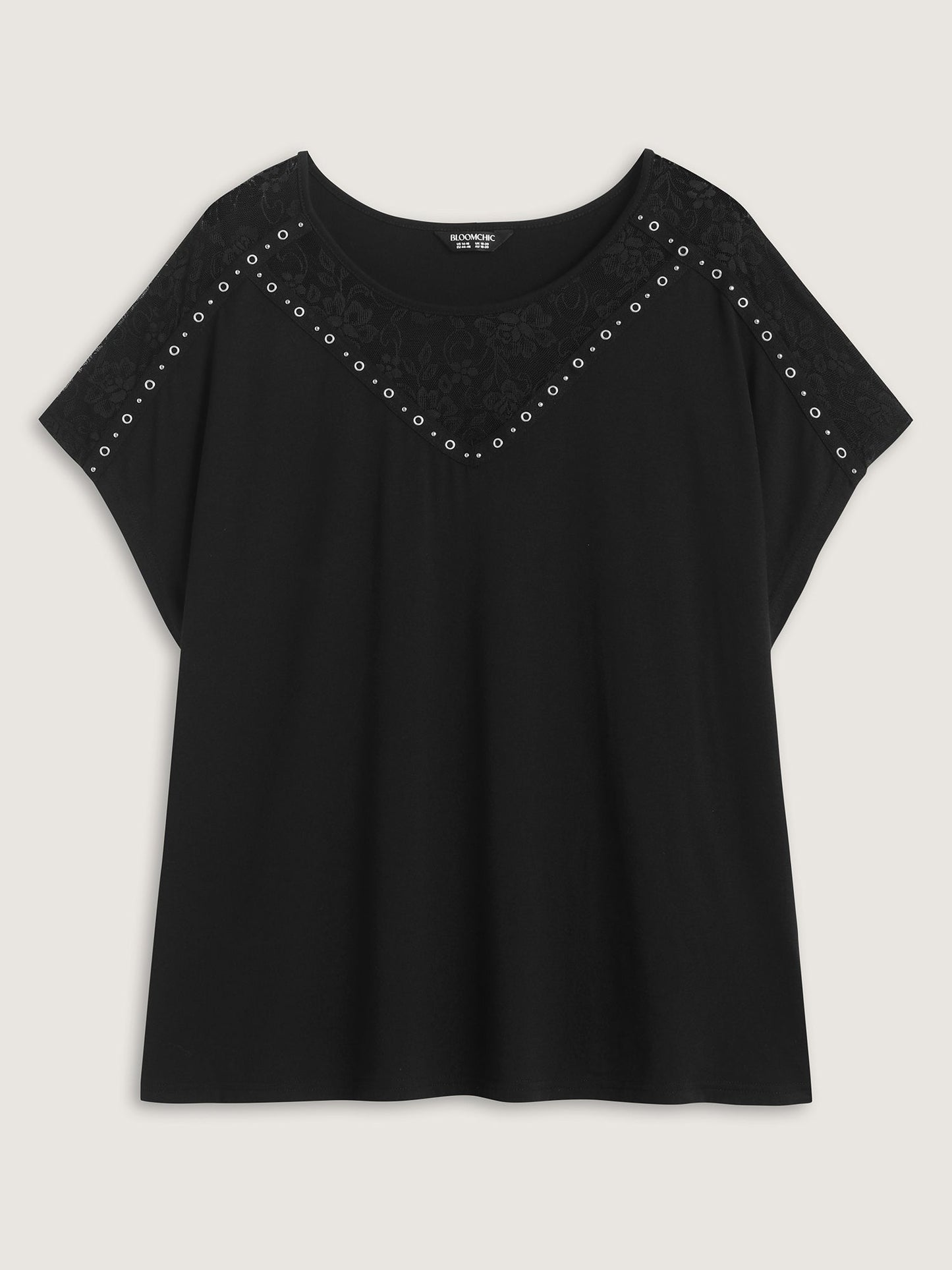 Lace Trim Sheer Solid T-Shirt