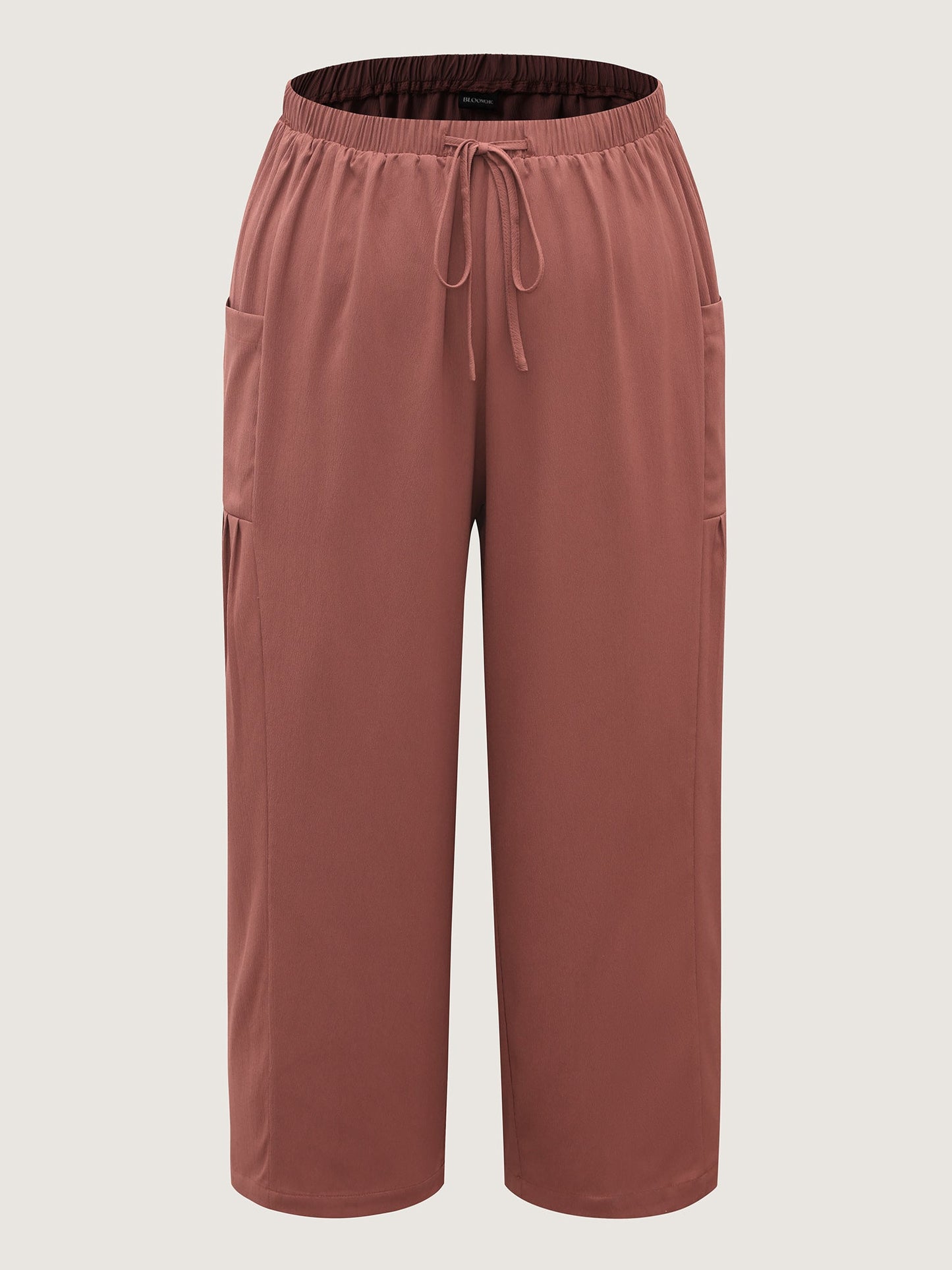 Stretchy Pockets Waist-Tie Straight Pants