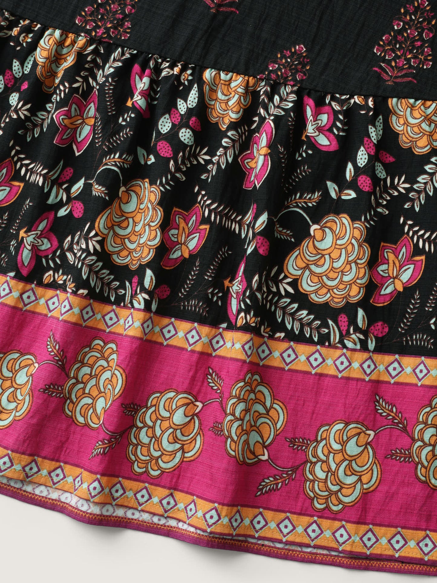 Boho Floral Waist Stretchy Midi Skirt
