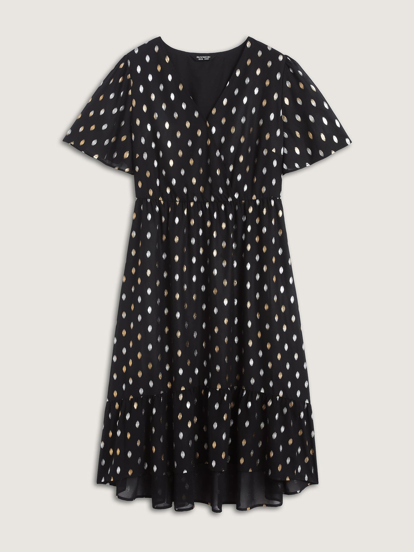Sheer Polka Dots Wrap Midi Dress
