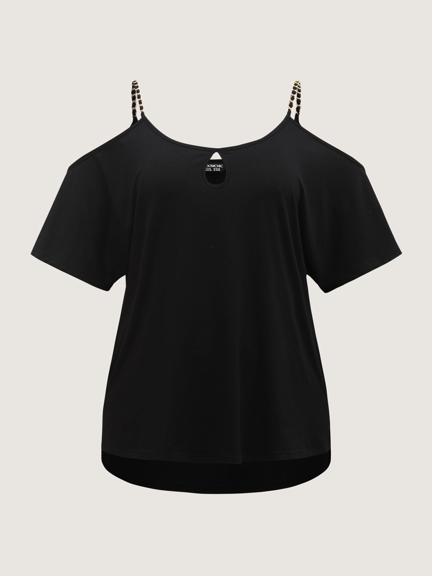 Off-Shoulder Metallic Detail Flowy T-Shirt