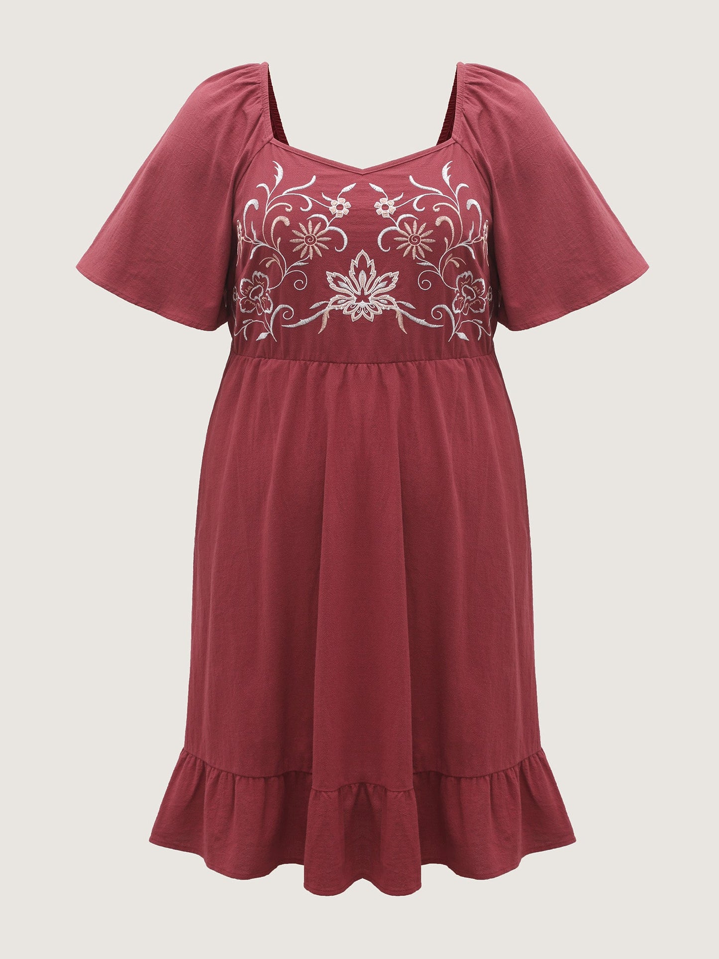 Pure Cotton Floral Embroidered Midi Dress
