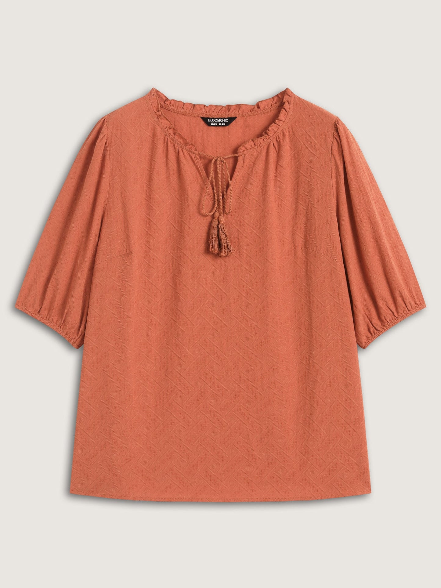 Pure Cotton Textured Tassel Blouse