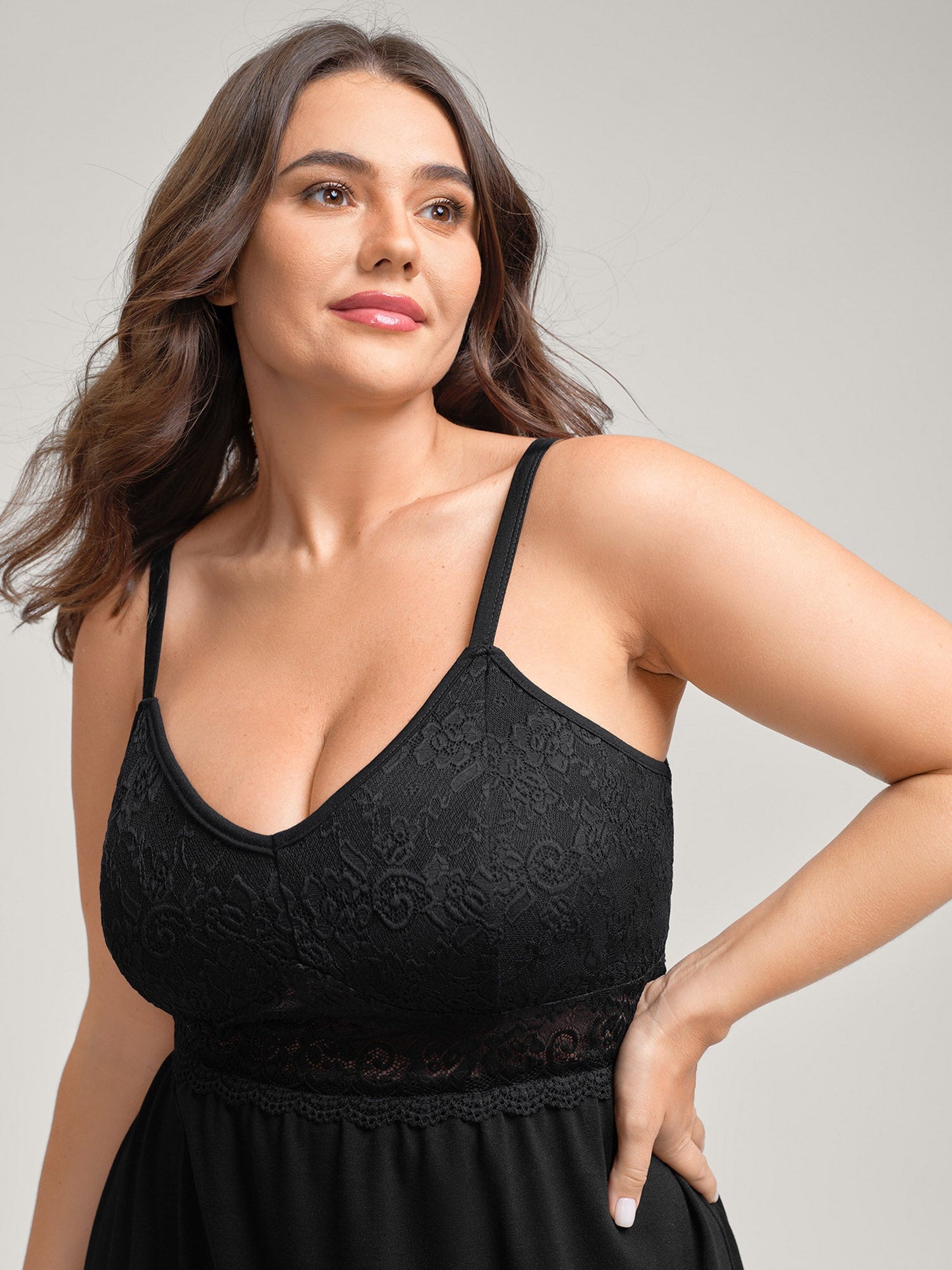 Lace Bodice Cami Knee-Length Sleep Dress
