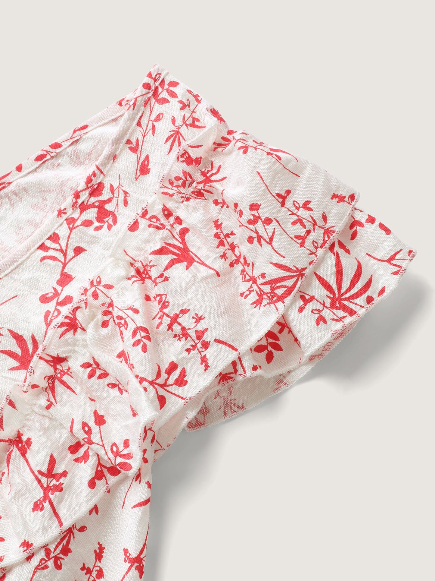 Sweet Floral Bow Back Flutter Blouse