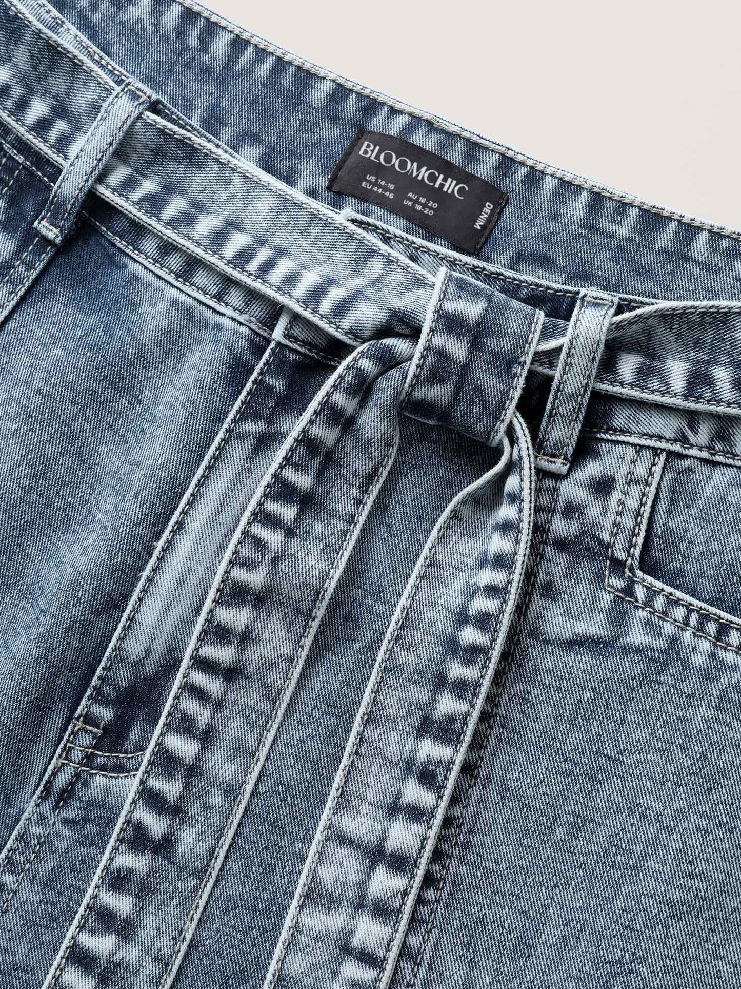 Waist Belted Pockets Boyfriend Jeans