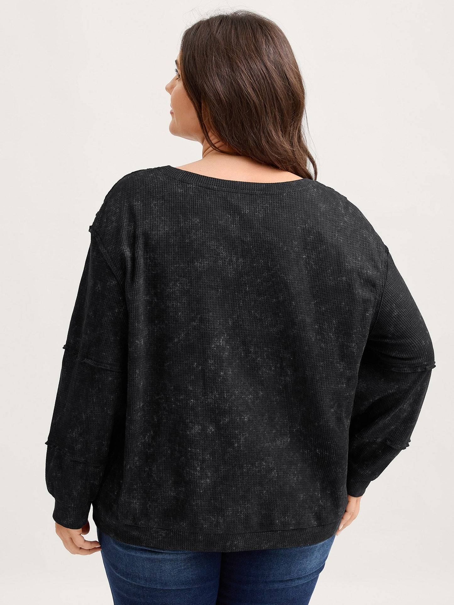 Vintage Elephant Motif Waffle Woven Sweatshirt