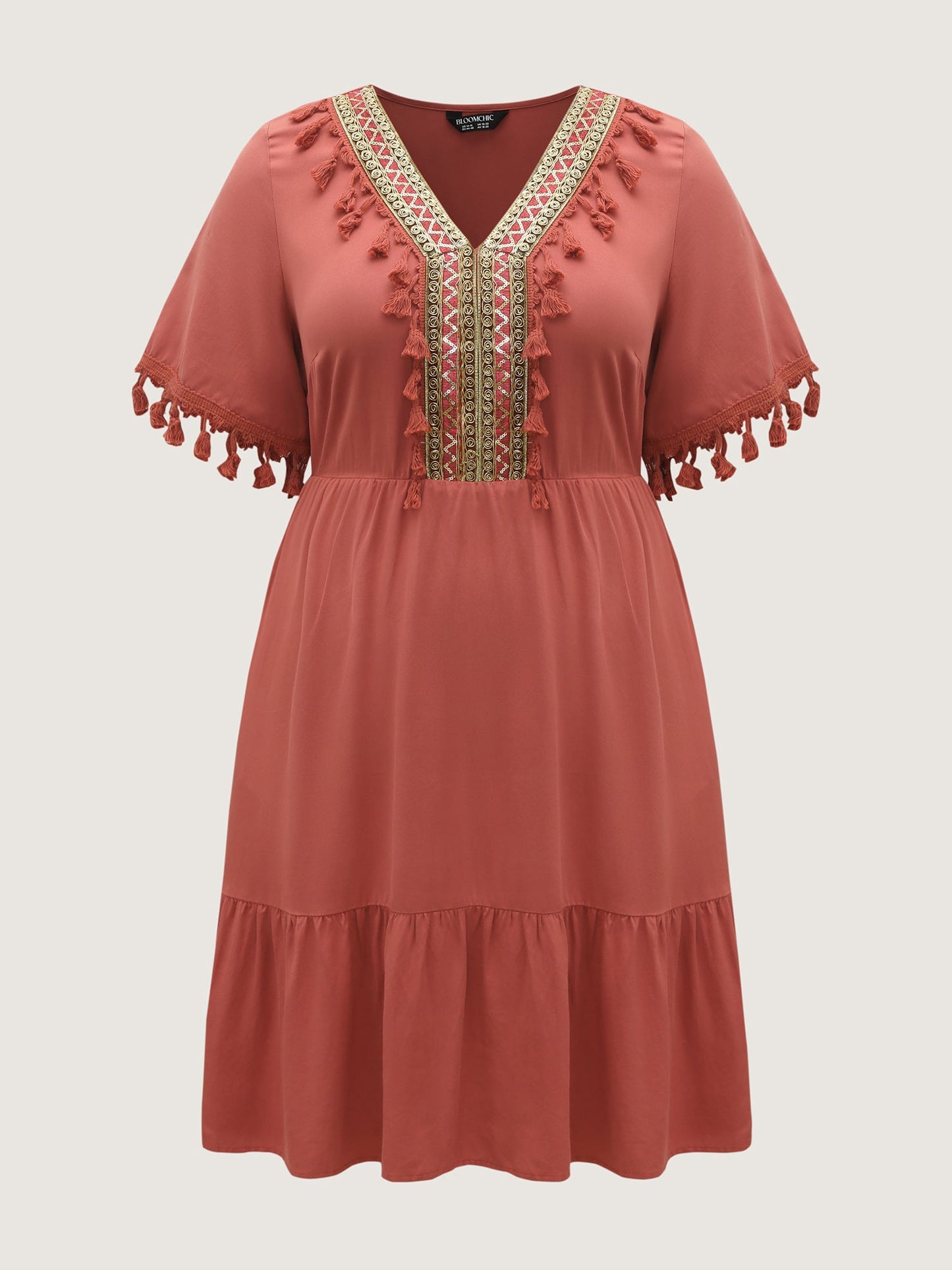 Rayon Stretchy Waist Pockets Midi Dress