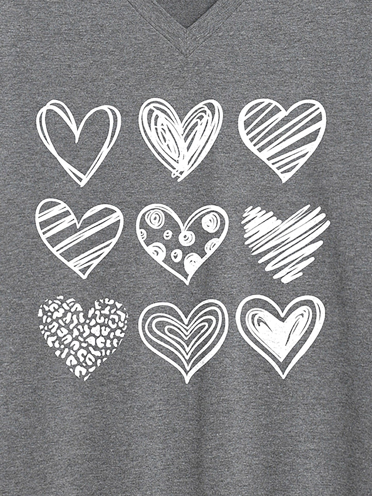 Every Heart Printed V-Neck T-Shirt