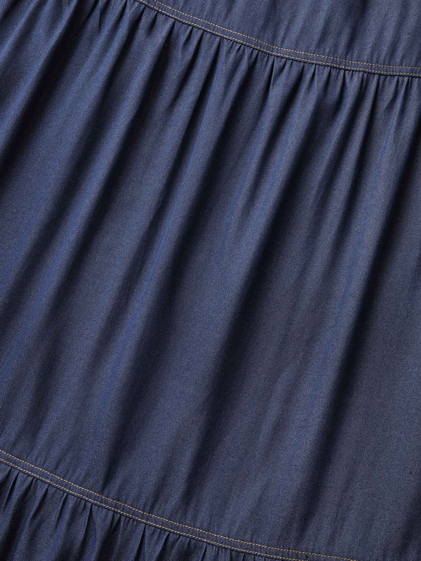 Denim-Like Ruffled Tiered Midi Dress