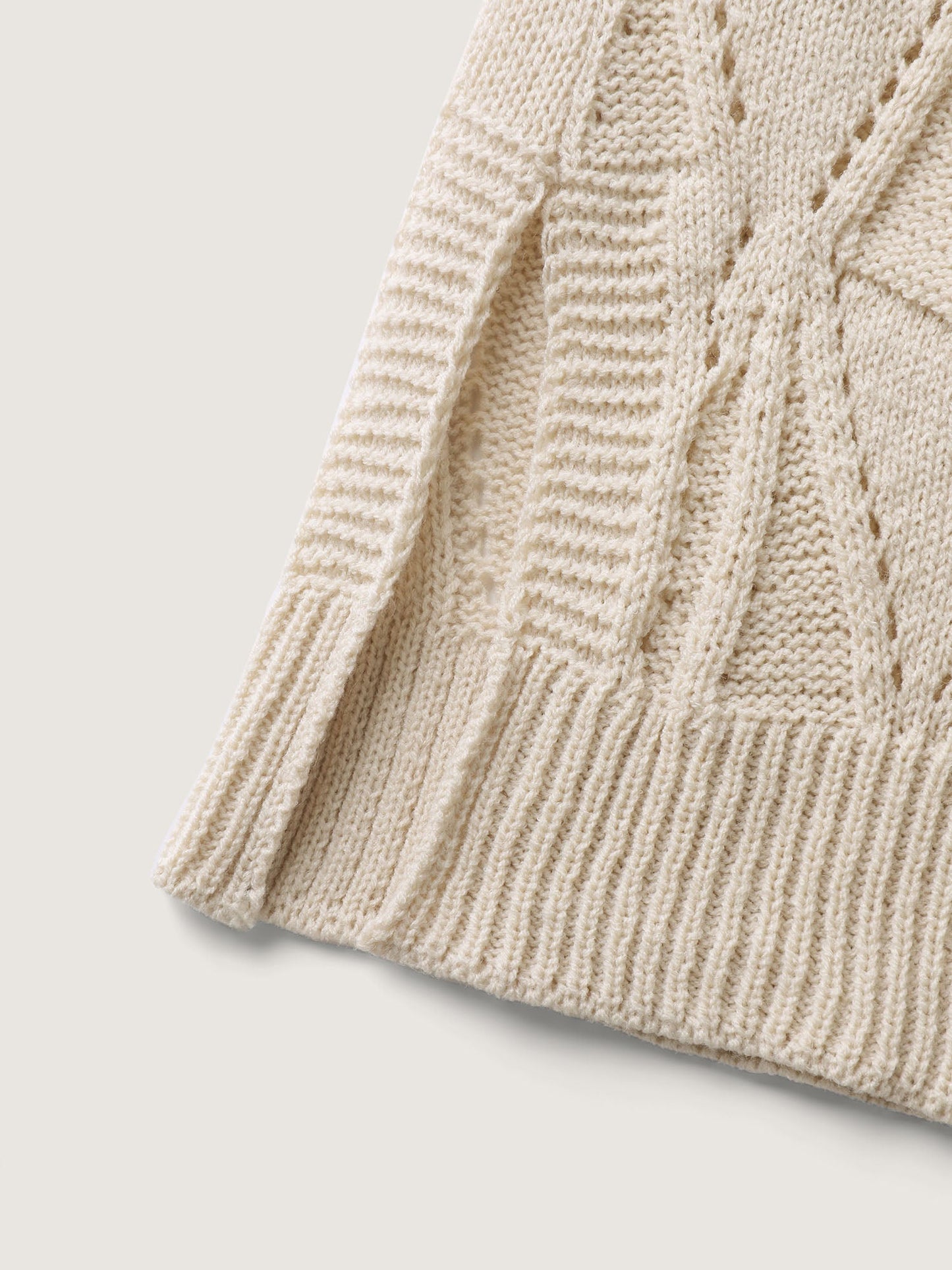 Textured Cut-Out Slit Pockets Knit Cardigan