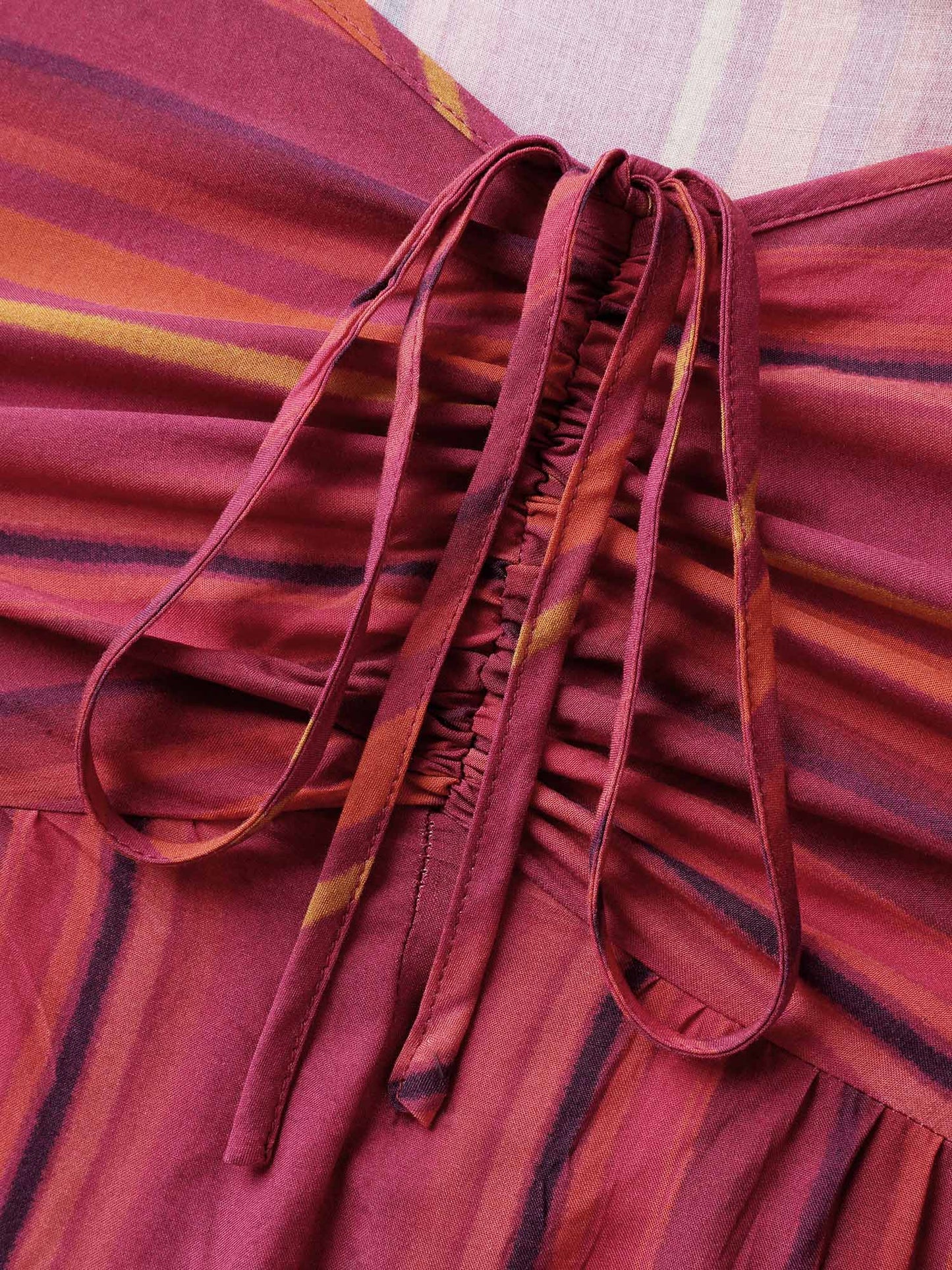 Rayon Stripe Print Stretchy Hem Cami Jumpsuit