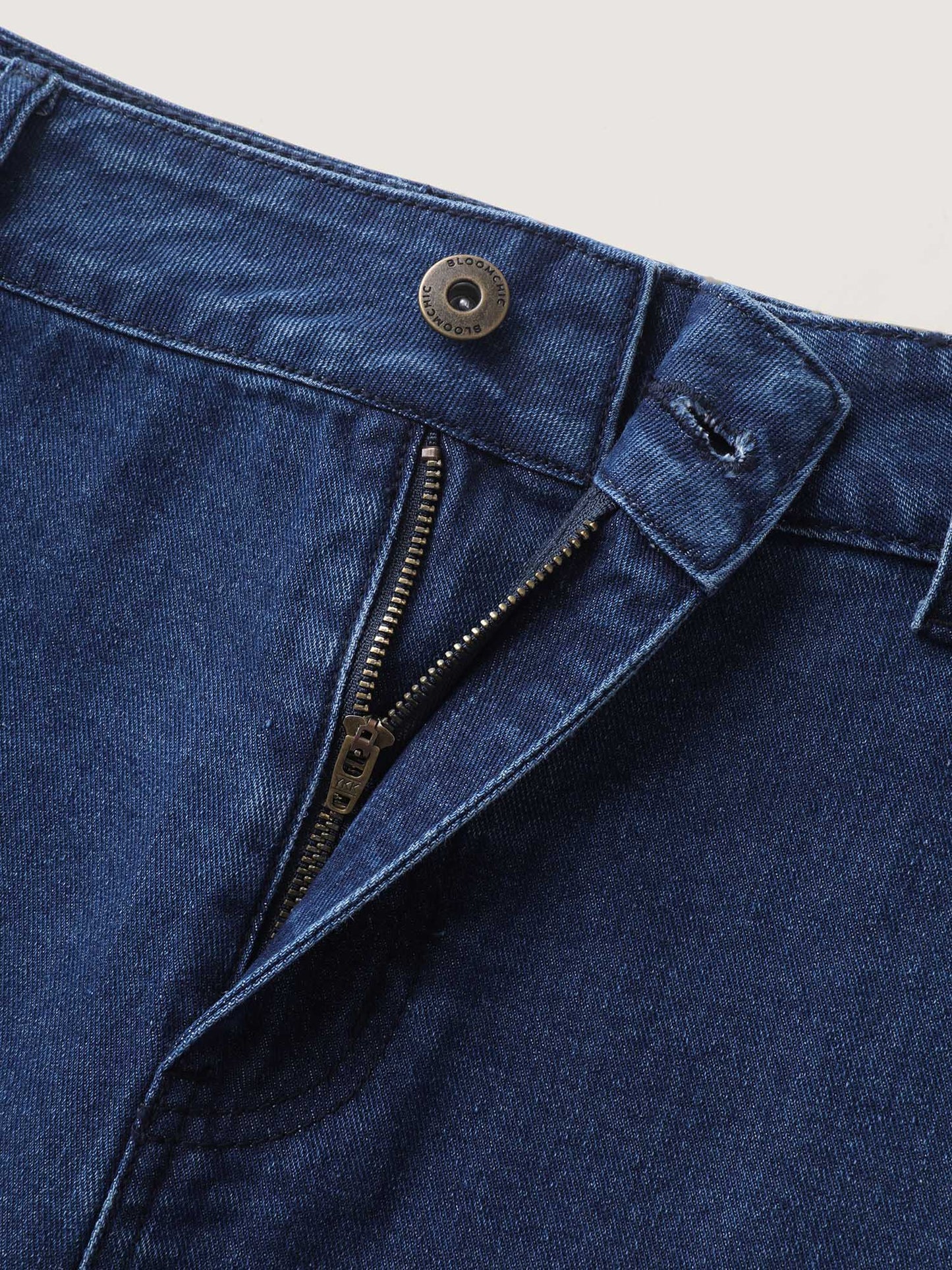 Geometric Embroidered Hem Mini Denim Skirt