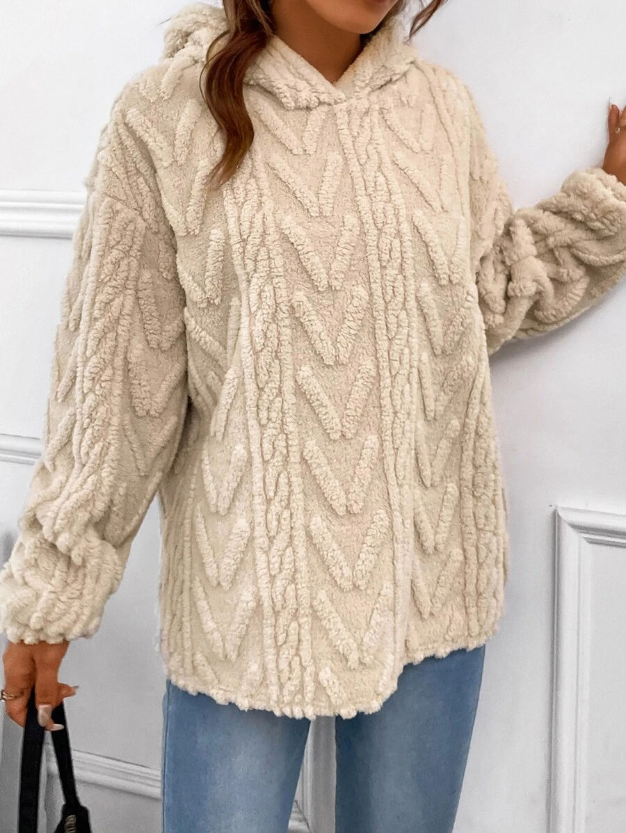 Fluff/Granular Fleece Fabric Casual Long sleeve Plain Sweatshirt