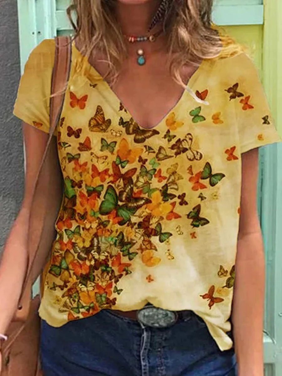 Butterfly Print Tops