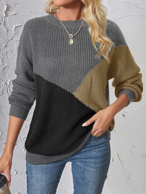 Color Block Drop Shoulder Sweater