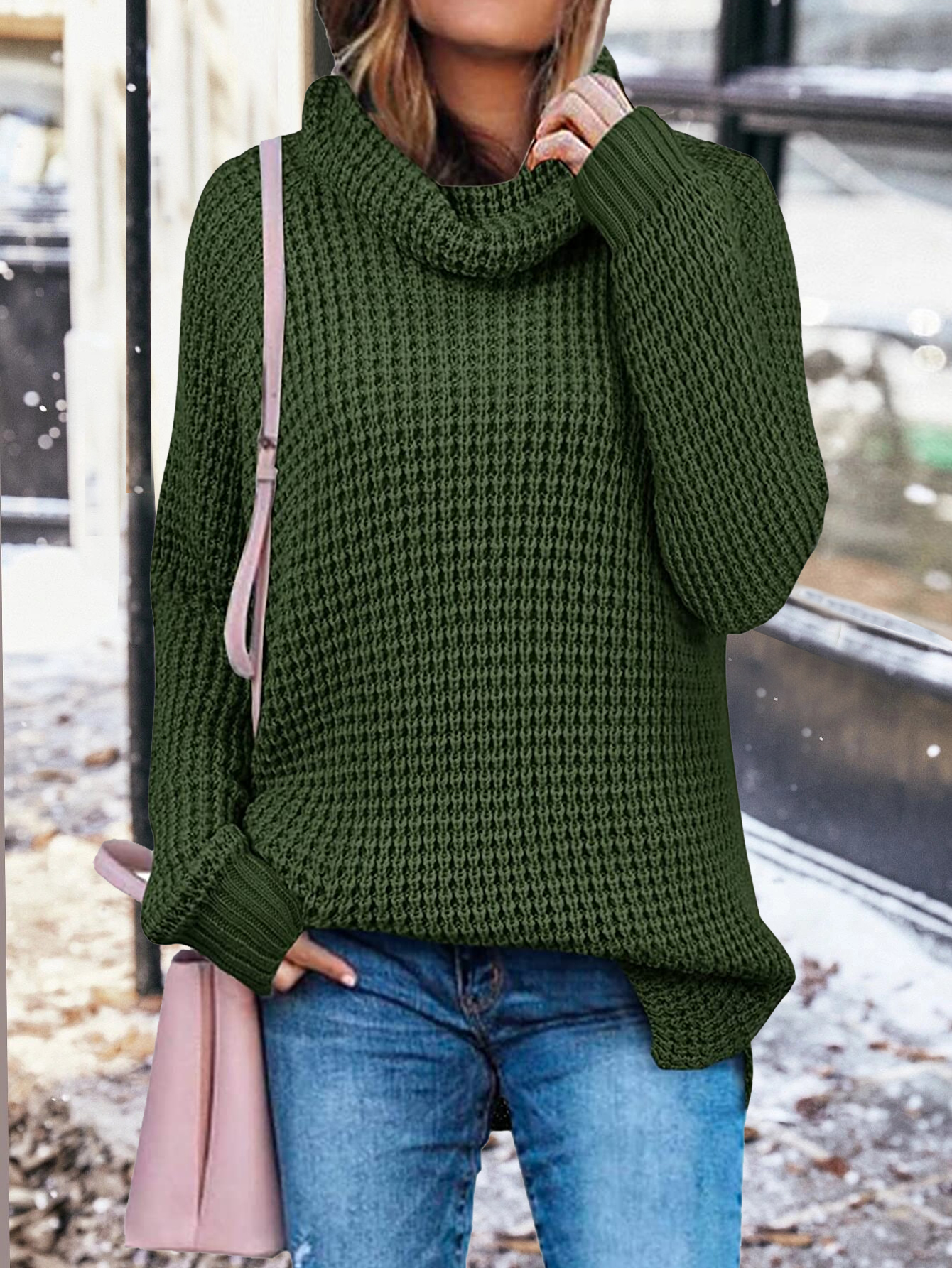 Women's Long Sleeve Turtleneck Loose Sweater