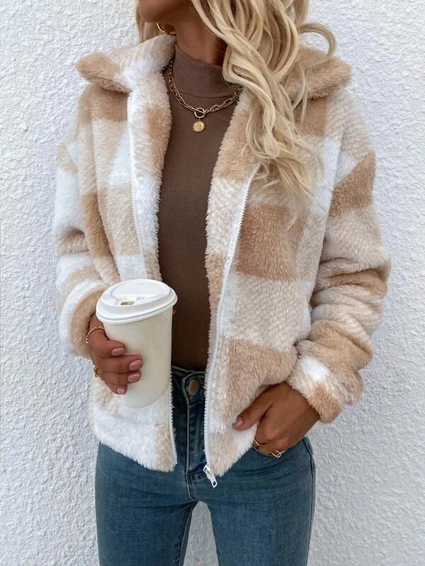 Gingham Zip Cotton Jacket
