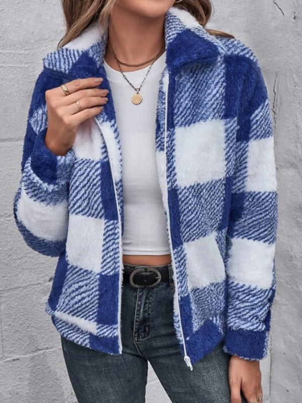 Gingham Zip Cotton Jacket