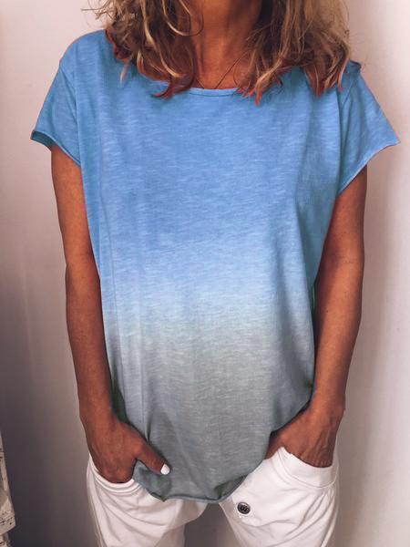 Round Neck Solid Color Tops
