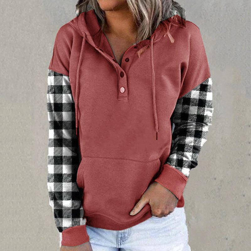 Casual Cotton Blends Checked/Plaid Hooded Regular Fit Sweatshirts